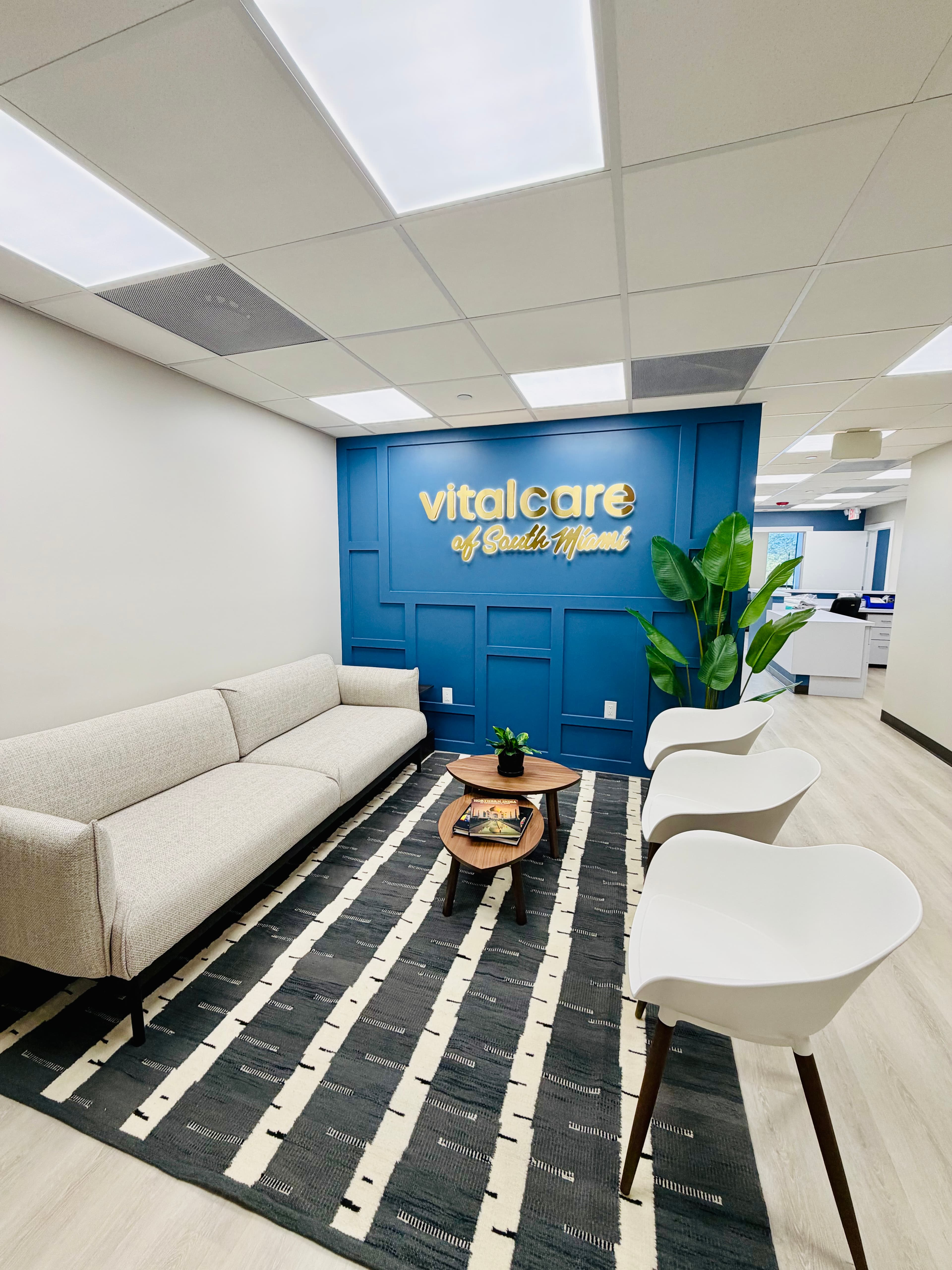 Welcoming reception area with Vital Care of South Miami signage
